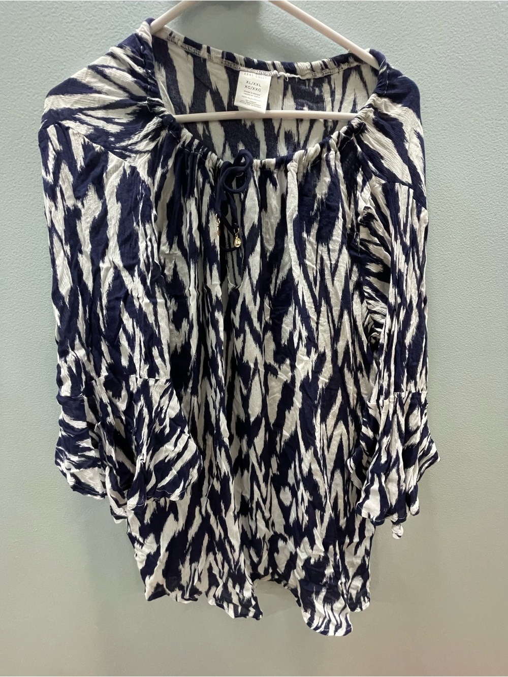 Anne Cole Navy and White Printed Swim Cover-Up Tunic